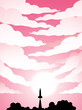 © cidepix - Space Poster of Rocket Launch Silhouette Over a Pink Cloudy Sky