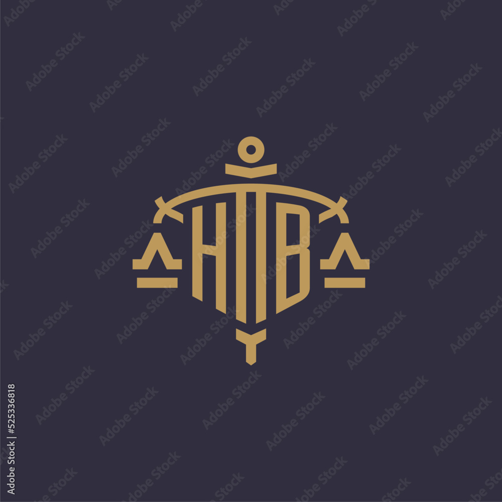 Monogram HB logo for legal firm with geometric scale and sword style ...