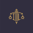 Monogram IL logo for legal firm with geometric scale and sword style