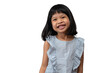 © Prot - Portrait of Asian child 5 year old and to collect hair and a big smile on isolated white background, She is Happiness, radiance in youth