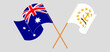 Crossed and waving flags of Australia and the State of Rhode Island