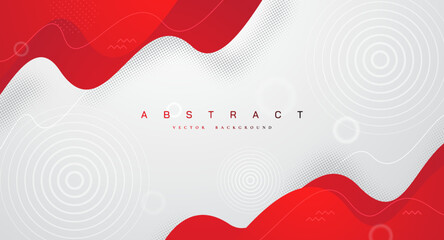 Wall Mural - abstract white and red background with wavy shape.