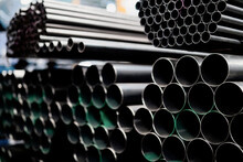Steel Pipes Group For Industry  Material Product Of Engineering  Construction Factory Equipment Iron Tubes Metal Warehouse Industrial 