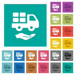 Poster - Courier services solid square flat multi colored icons