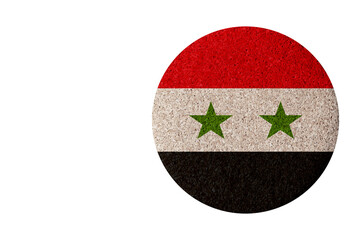 Wall Mural - flag of Syria,round cork coaster isolated on white background