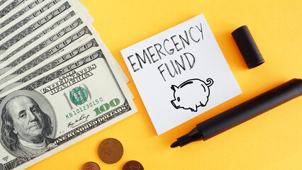 Wall Mural - Emergency fund is shown using the text