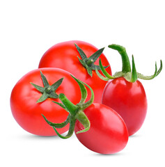 Canvas Print - Fresh red tomatoes, round, oval  on transparent background