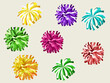 Set of multicolored pom-poms vector.