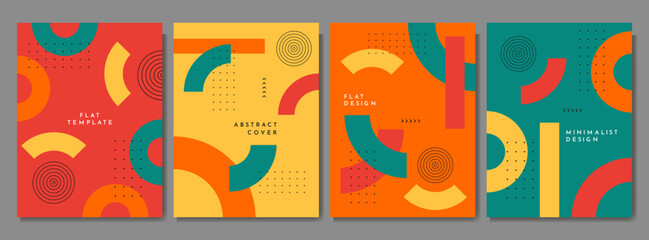 Wall Mural - vector illustration. neo memphis pattern poster collection. vibrant color background. cool bright wa