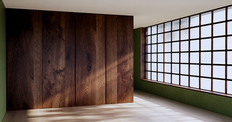 Poster - japanese on green room japan tropical desing and tatami mat floor.3D rendering