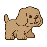 Fototapeta Psy - Happy puppy, Portrait of cute brown puppy. Dog friend. Vector illustration