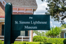 St. Simons Lighthouse Musem Sign, St. Simons Island, Georgia, USA