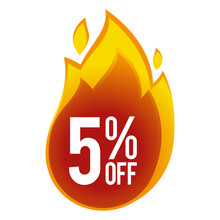 5 Percent Off - Discount Big Sales - Fireball Icon.