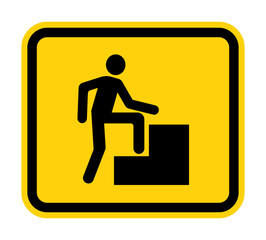 Poster - Caution Step Up Sign On White Background