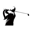 Golf player icon, golfer abstract isolated vector silhouette on white background