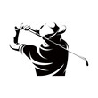 Golf player icon, golfer abstract isolated vector silhouette on white background