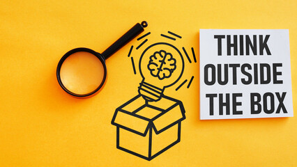 Think outside the box is shown using the text
