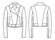 © Любовь Гладкая - Unisex Biker Jacket fashion flat technical drawing template.  Leather belted Jacket technical fashion Illustration, front and back view, white colour, CAD mockup.