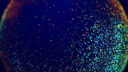 Wall Mural - magical multicolored sparkles of light form abstract simple spiral structure. multi-colored glow par