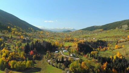 Wall Mural - Autumn landscape in Savsat district of Artvin, Turkey.