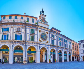 Wall Mural - Historic architecture of Piazza della Loggia square, Brescia, Italy