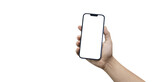 Fototapeta  - cell phone in hand on a transparent background PNG - easy modification