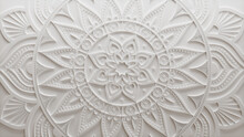 White Mandala Pattern Background. 3D Diwali Festival Concept. 3D Render.