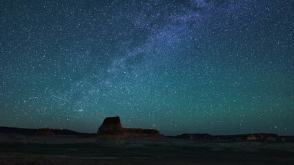 Wall Mural - timelapse of milky way stars timelapse at lone rock on lake powell, utah