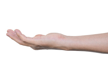 Wall Mural - Closeup of male hand showing gesture sign on transparent background - PNG format.