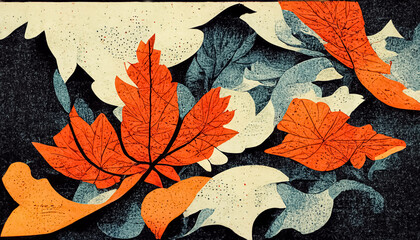 Wall Mural - abstract design of stylized autumn leaves. decorative seasonal fall background. 3d illustration.