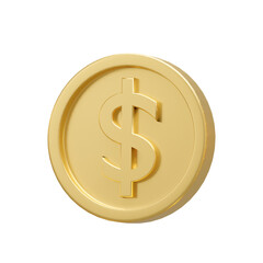 3D dollar coin in different shape on transparent background - PNG format.