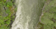 Gudbrandsdalslagen River Flows Through The Gudbrandsdal Valley In Innlandet County, Norway. Aerial Topdown Shot