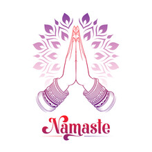 Namaste Decorated Welcome For Home Banner Illustration