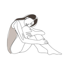 Wall Mural - Minimalist Neutral Woman Illustration 