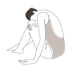 Wall Mural - Minimalist Neutral Woman Illustration 