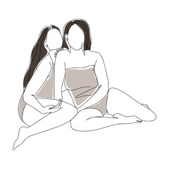 Wall Mural - Minimalist Neutral Woman Illustration 