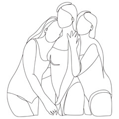 Wall Mural - Minimalist Monoline Lineart Women Illustration