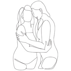 Wall Mural - Minimalist Monoline Lineart Women Illustration