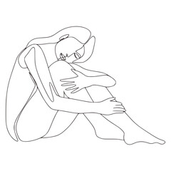 Wall Mural - Minimalist Monoline Lineart Women Illustration