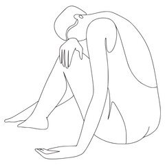 Wall Mural - Minimalist Monoline Lineart Women Illustration