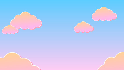Wall Mural - abstract kawaii clouds cartoon background.