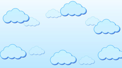 Wall Mural - abstract kawaii clouds cartoon background.