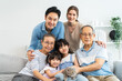 © Kawee - Portrait of Asian loving family and kid daughter stroking cat in house