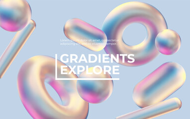 Wall Mural - 3d background with gradient geometric shapes. eps10 vector.
