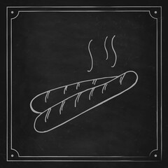 Wall Mural - Oktoberfest 2022 - Beer Festival. Hand-drawn Doodle bavarian sausage on a black chalk board. German Traditional holiday.