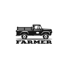 Farmer Pickup Truck Sign Modern Logo Design.