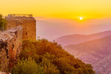 Fototapeta Na drzwi - Sunset view of the medieval Nimrod fortress, Golan Height