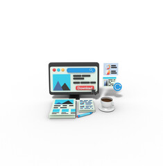 3d illustration of webpage development