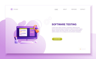 Wall Mural - programming concepts, coder workplace, vector illustration. web site landing page template.