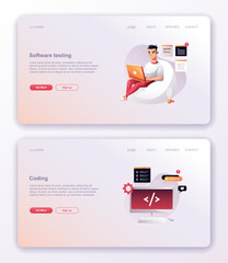Wall Mural - programming concept, character web engineer at work, vector illustration. developer programming web 